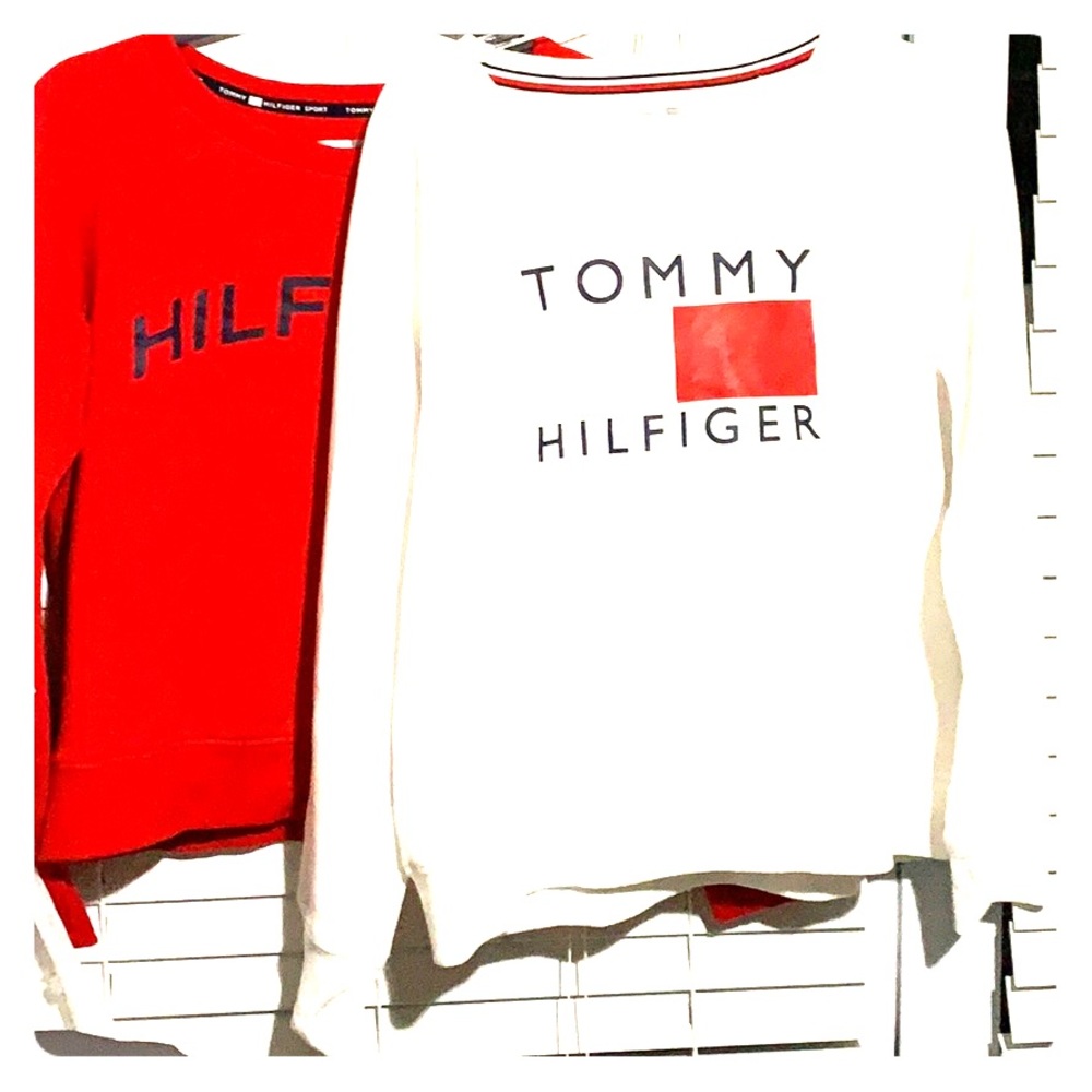 Two Tommy Hilfiger sport sweaters.